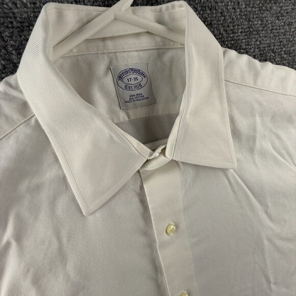 Brooks Brothers Non-Iron White 17 35 Cotton Regular Mens Button Up Shirt Adult - Picture 7 of 16